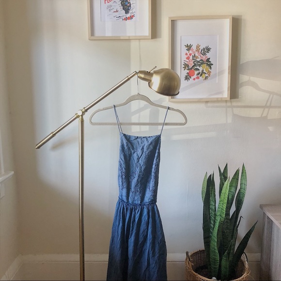 Lucky Brand Schiffli Denim Bib Dress - Picture 2 of 4